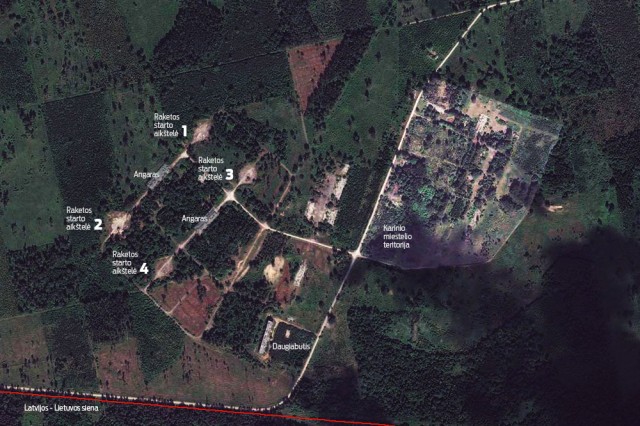 Raketų starto aikštelių ir karinio miestelio ortofoto