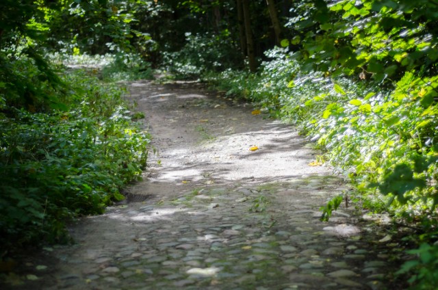 Kai kur kelias pristinga grindinio akmenų